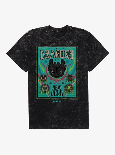 How To Train Your Dragon New Berk Dragons Mineral Wash T-Shirt