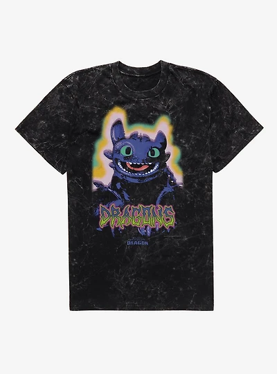 How To Train Your Dragon Toothless Graffiti Mineral Wash T-Shirt