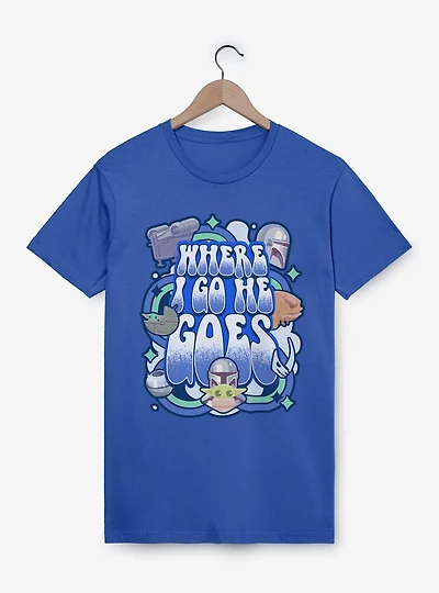 Star Wars The Mandalorian Where I Go He Goes T-Shirt