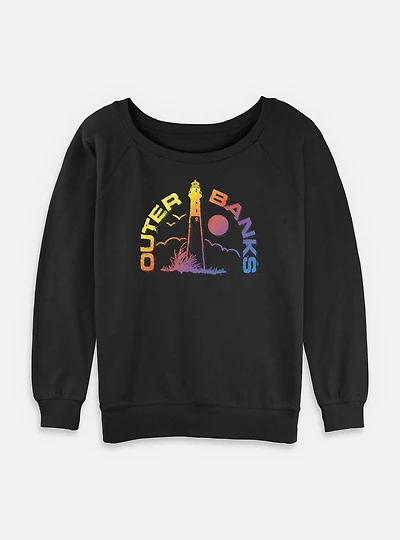 Outer Banks Ombre Spectrum Lighthouse Logo Womens Slouchy Sweatshirt