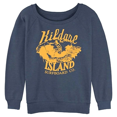 Outer Banks Kildare Island Surfboard Silhouette Womens Slouchy Sweatshirt