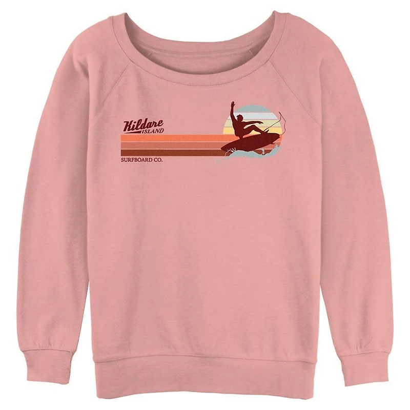 Outer Banks Silhouette Surfing Womens Slouchy Sweatshirt