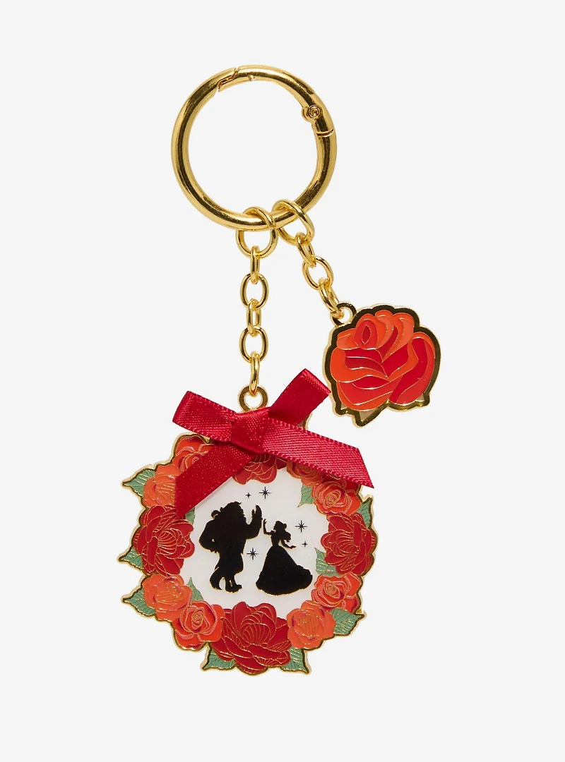 Loungefly Disney Beauty and the Beast Rose Wreath Multi-Charm Keychain — BoxLunch Exclusive