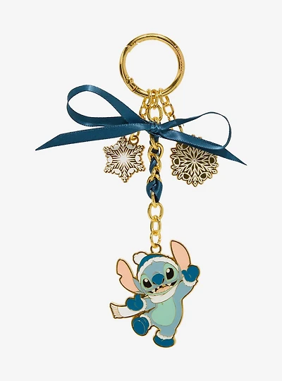 Loungefly Disney Lilo & Stitch Winter Stitch Ribbon Multi-Charm Keychain - BoxLunch Exclusive