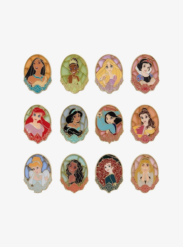Loungefly Disney Princess Stained Glass Portrait Blind Box Enamel Pin