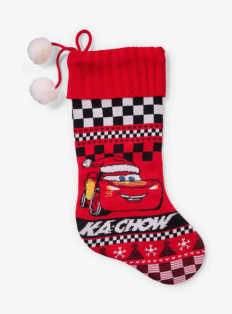 Disney Pixar Cars Lightning McQueen Holiday Knit Stocking — BoxLunch Exclusive