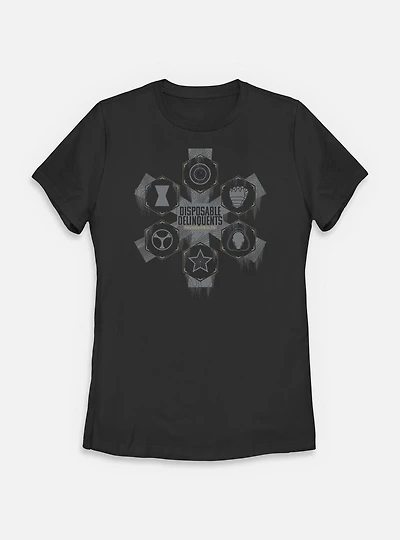 Marvel Thunderbolts* Disposable Delinquents Logos Womens T-Shirt