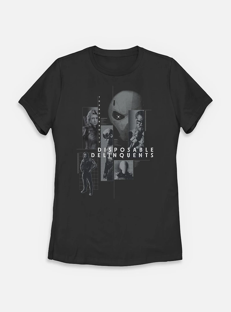 Marvel Thunderbolts* Disposable Delinquents Group Womens T-Shirt