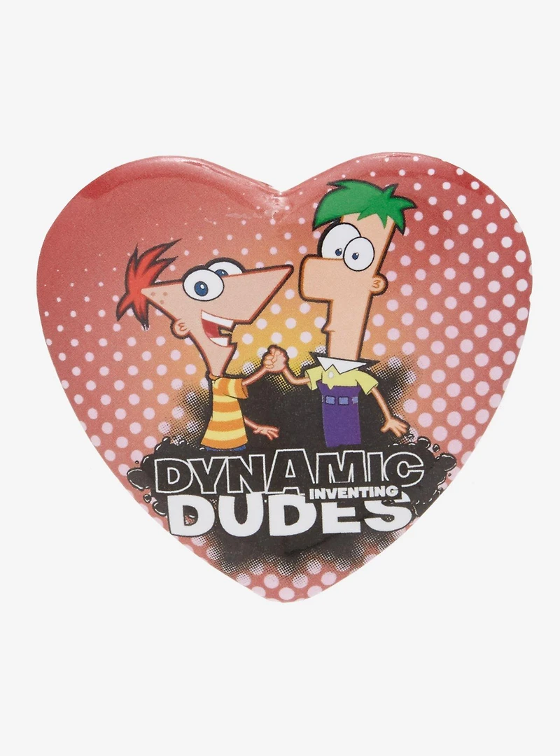 Disney Phineas & Ferb Dynamic Dudes Heart Button Pin