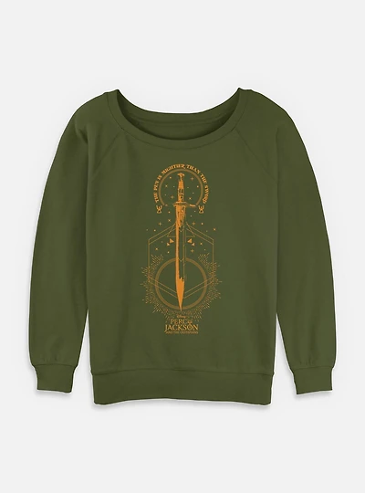 Percy Jackson And The Olympians Pen Above Sword Womens Slouchy Sweatshirt