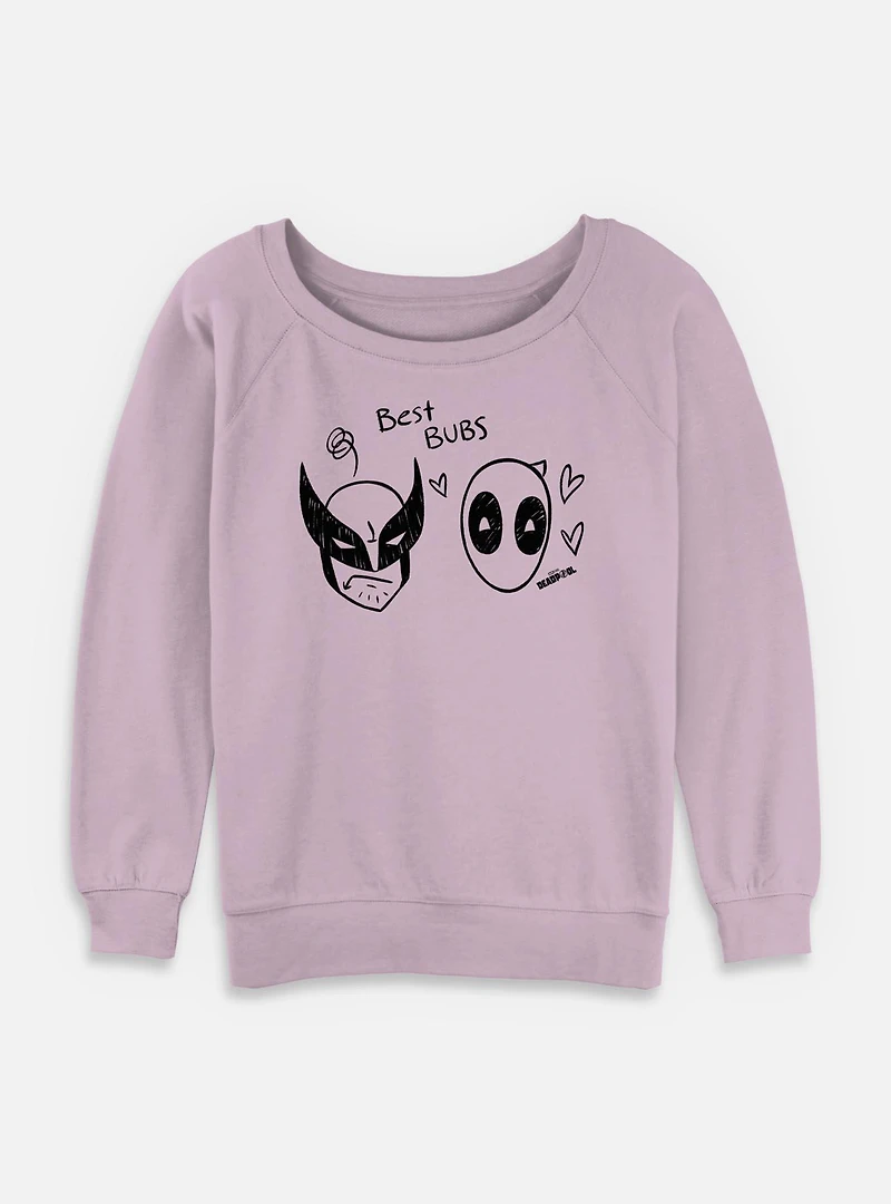 Deadpool 3 Best Bubs Scribbles Womens Slouchy Sweatshirt