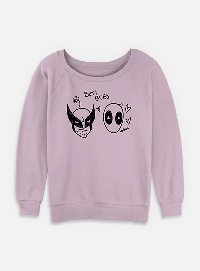 Deadpool 3 Best Bubs Scribbles Womens Slouchy Sweatshirt