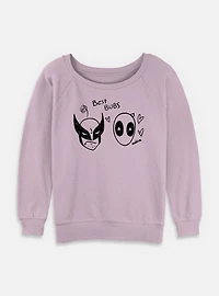 Deadpool 3 Best Bubs Scribbles Womens Slouchy Sweatshirt