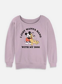Disney Mickey MouseHang With My Dog Womens Slouchy Sweatshirt