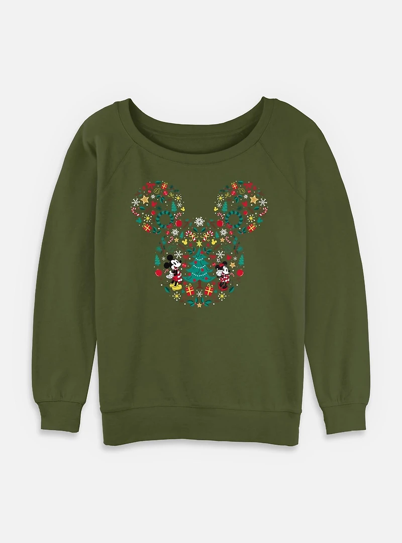 Disney Mickey Mouse Icon Ear Fill Womens Slouchy Sweatshirt