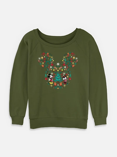 Disney Mickey Mouse Icon Ear Fill Womens Slouchy Sweatshirt