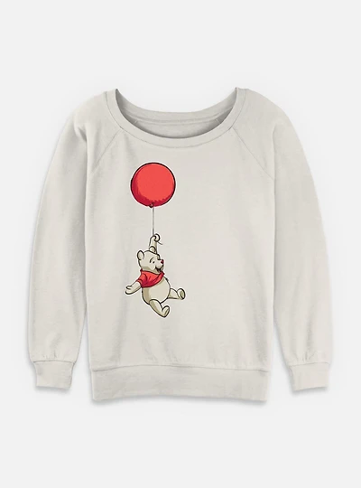 Disney Winnie The Pooh Balloon Womens Slouchy Sweatshirt