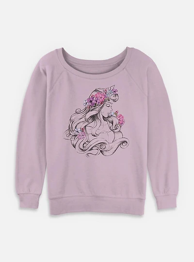 Disney Sleeping Beauty Aurora Blossom Womens Slouchy Sweatshirt