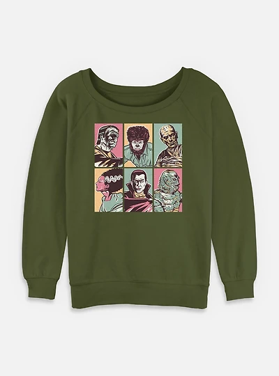 Universal MonstersUniversal Monsters Grid Womens Slouchy Sweatshirt