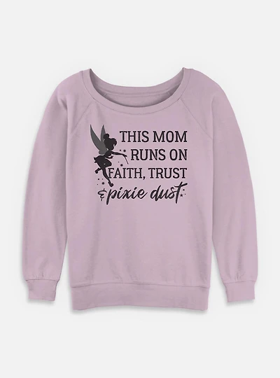 Disney Tinker Bell Runs On Faith Trust Pixie Dust Womens Slouchy Sweatshirt