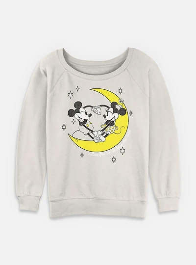 Disney Mickey Mouse The Moon Womens Slouchy Sweatshirt