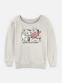 MTV Meowsic Television Womens Slouchy Sweatshirt