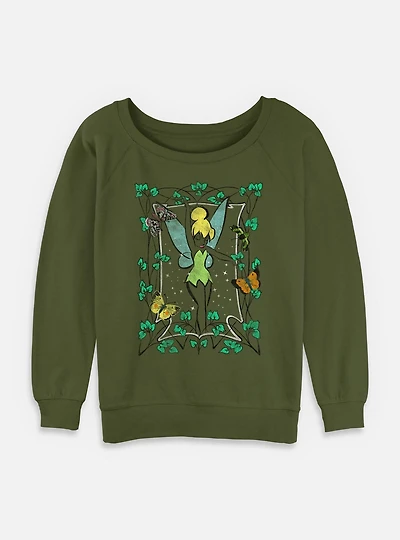 Disney Tinker Bell Womens Slouchy Sweatshirt