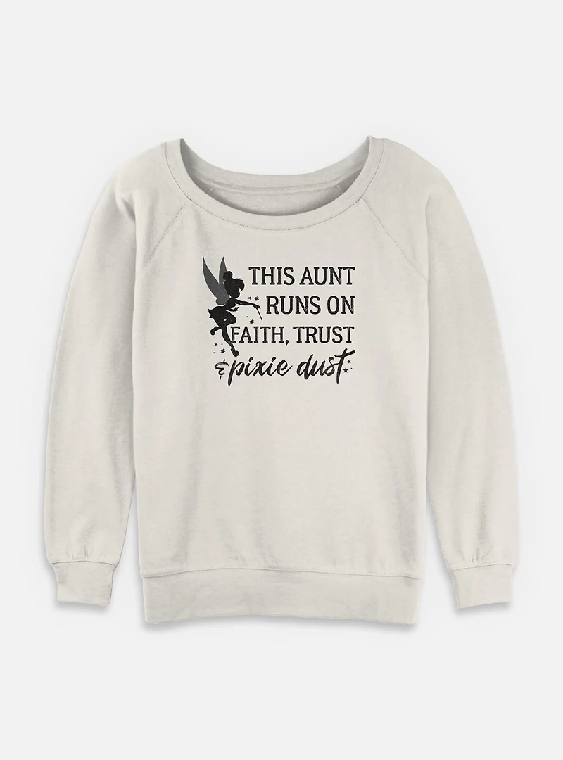 Disney Tinker Bell Aunt Runs On Trust Pixie Dust Womens Slouchy Sweatshirt