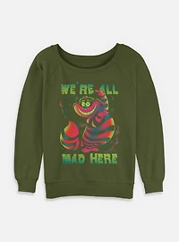 Disney Alice Wonderland Cheshire Rainbow Womens Slouchy Sweatshirt