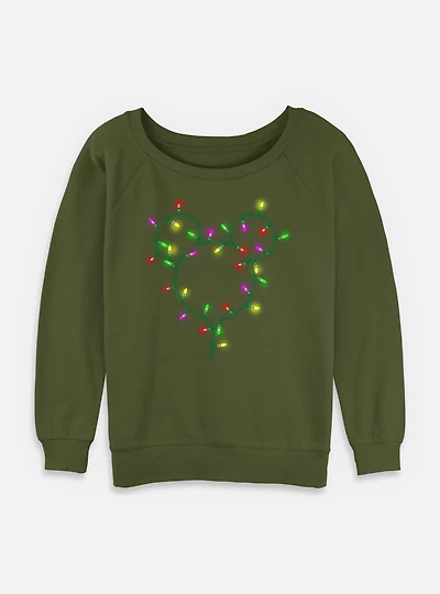 Disney Mickey MouseChristmas Light Strand Womens Slouchy Sweatshirt