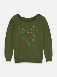 Disney Mickey MouseChristmas Light Strand Womens Slouchy Sweatshirt