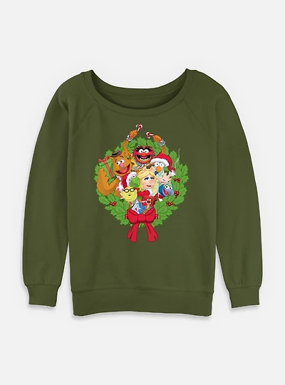 Disney The MuppetsDisney Muppets Christmas Wreath Womens Slouchy Sweatshirt