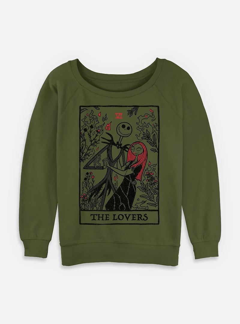 The Nightmare Before Christmas Loving Death Jack and Sally Womens Slouchy Sweatshirt