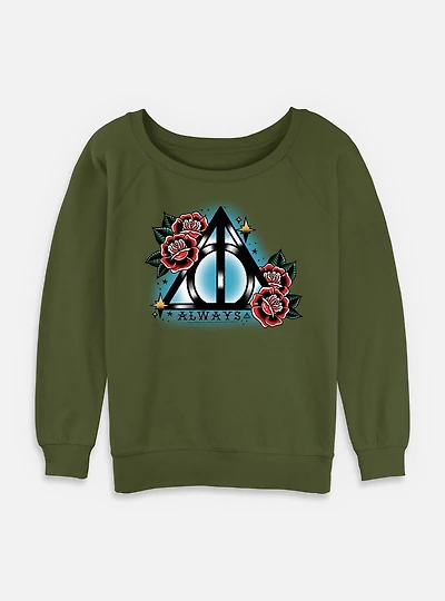Harry Potter Deathly Hallows Flash Womens Slouchy Sweatshirt