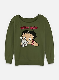 Betty Boop And Pudgy Womens Slouchy Sweatshirt