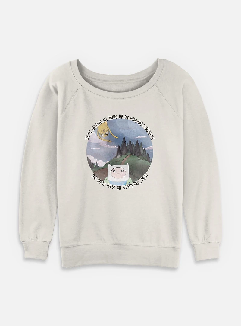 Adventure Time Finn and Jake Focus On Whats Real Womens Slouchy Sweatshirt