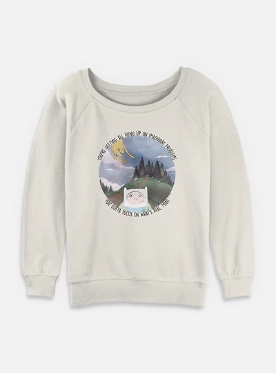 Adventure Time Finn and Jake Focus On Whats Real Womens Slouchy Sweatshirt