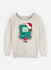 Adventure Time Christmas Light Up BMO Womens Slouchy Sweatshirt