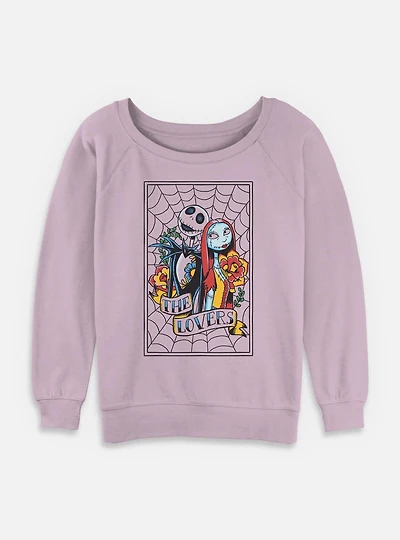 The Nightmare Before Christmas Jack and Sally Lovers Womens Slouchy Sweatshirt