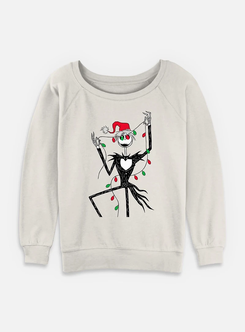 The Nightmare Before Christmas Santa Jack Lights Womens Slouchy Sweatshirt