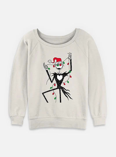 The Nightmare Before Christmas Santa Jack Lights Womens Slouchy Sweatshirt