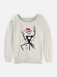 The Nightmare Before Christmas Santa Jack Lights Womens Slouchy Sweatshirt