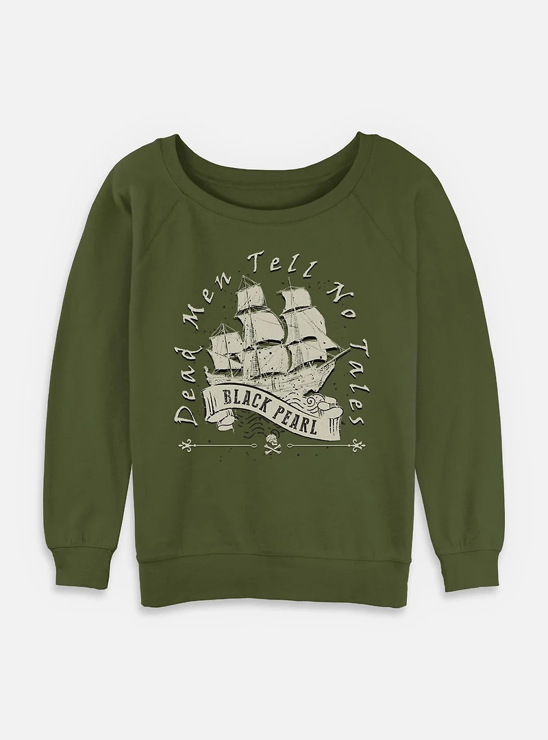 Disney Pirates of the Caribbean Vintage Black Pearl Womens Slouchy Sweatshirt
