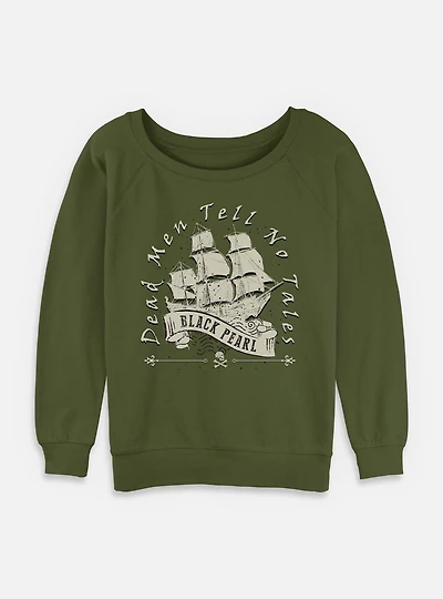 Disney Pirates of the Caribbean Vintage Black Pearl Womens Slouchy Sweatshirt