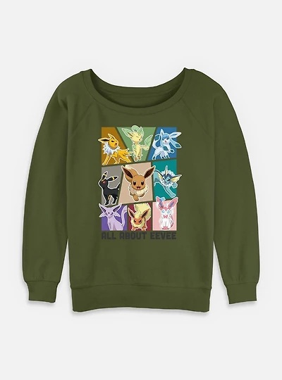 Pokemon All About Eevee Womens Slouchy Sweatshirt