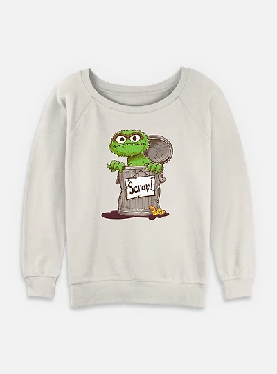 Sesame Street Oscar Scram Sign Womens Slouchy Sweatshirt