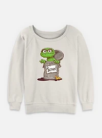Sesame Street Oscar Scram Sign Womens Slouchy Sweatshirt