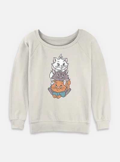 Disney The Aristocats Group Stack Kittens Cute Womens Slouchy Sweatshirt