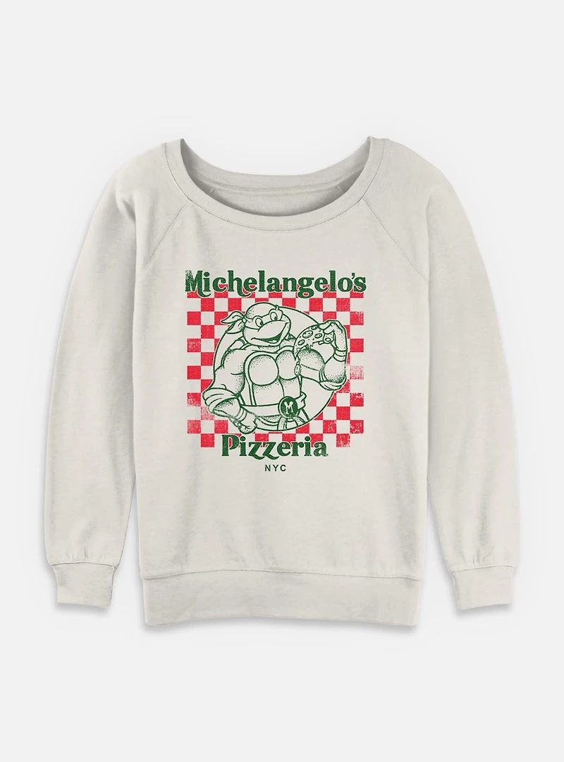 Teenage Mutant Ninja Turtles Mikeys Pizza Womens Slouchy Sweatshirt