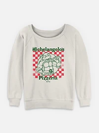 Teenage Mutant Ninja Turtles Mikeys Pizza Womens Slouchy Sweatshirt